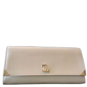 Jennifer Lopez JLO Large White Gold Flat Hand Purse Wallet Soft PU Leather